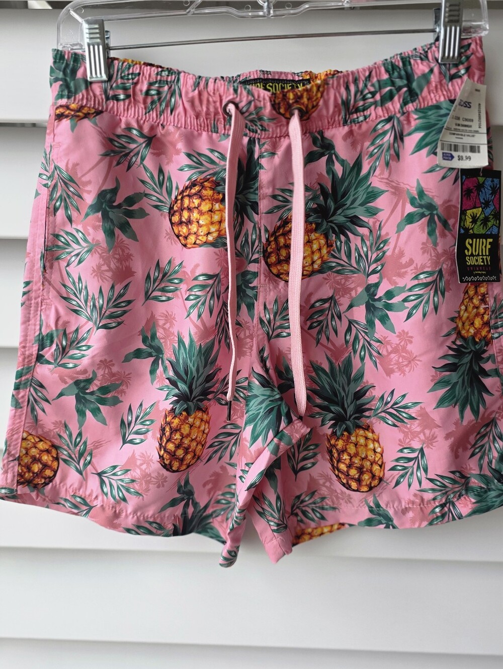 Surf Society Pink Pineapple Print Bermuda Shorts. NWT